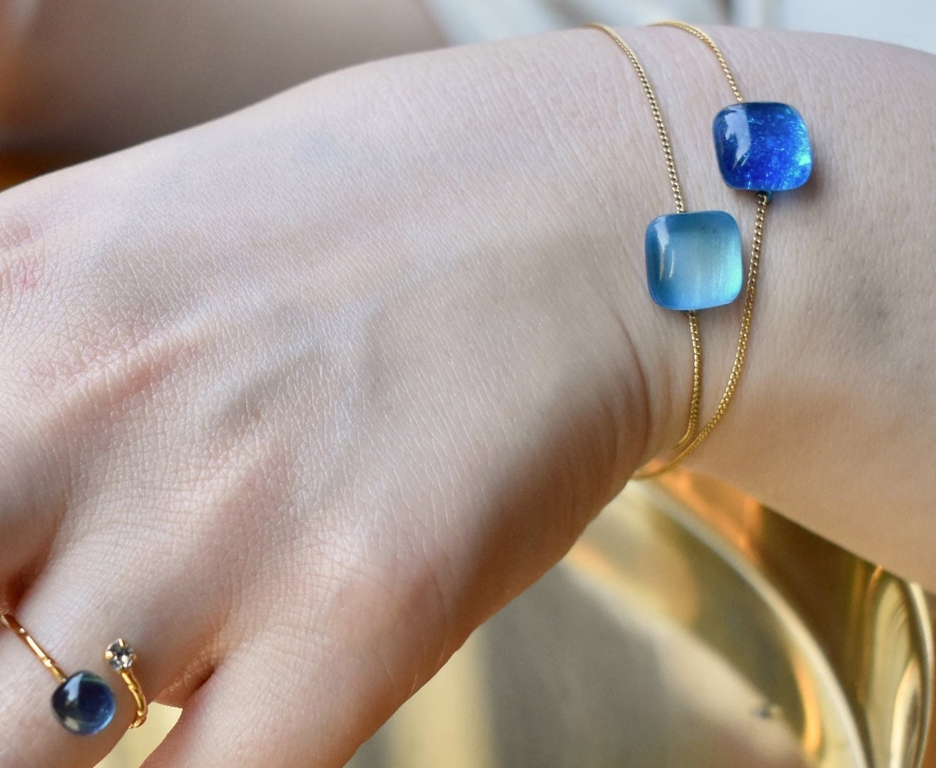 チェーンブレスレット(クリアブルー)