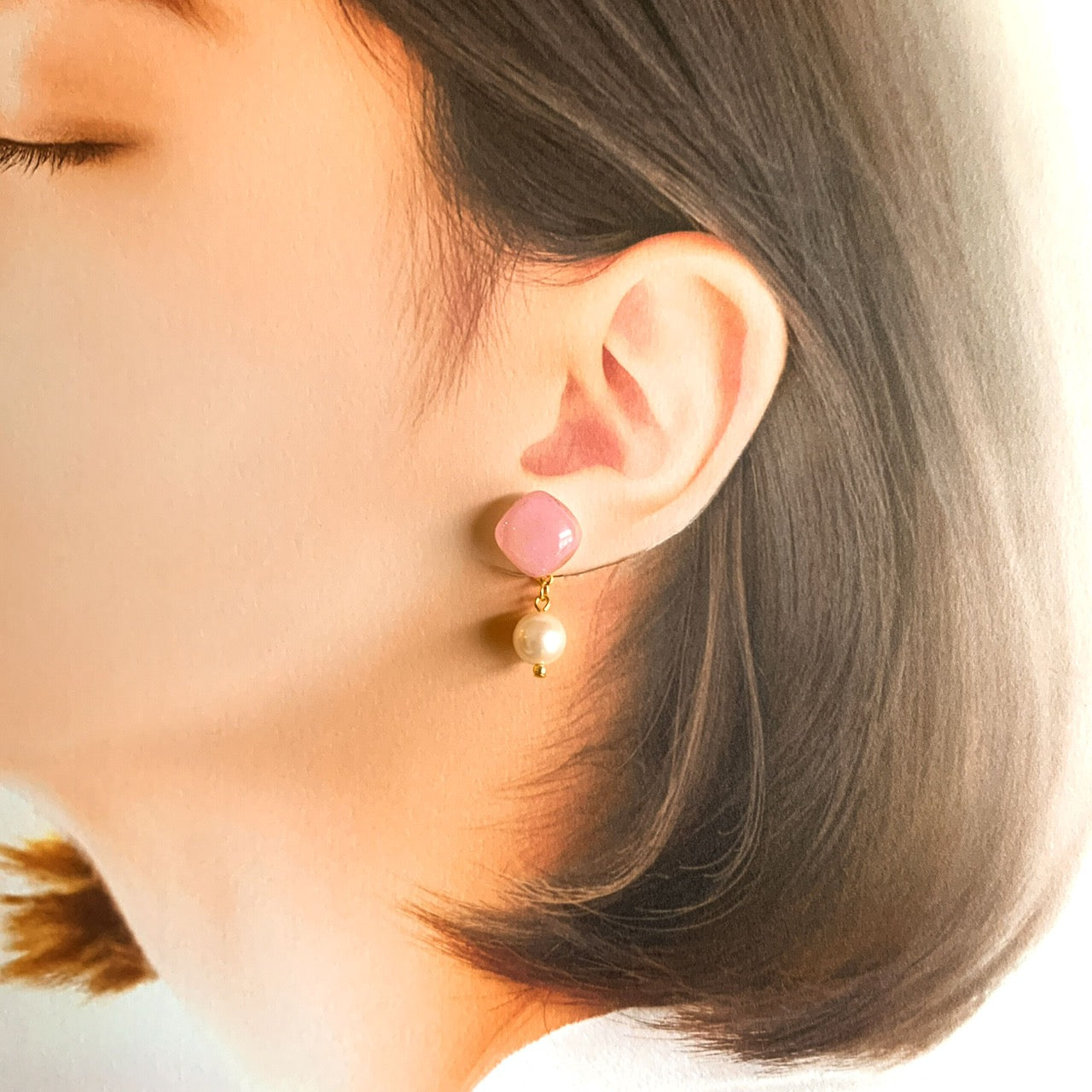 パールイヤリング（ピンク）