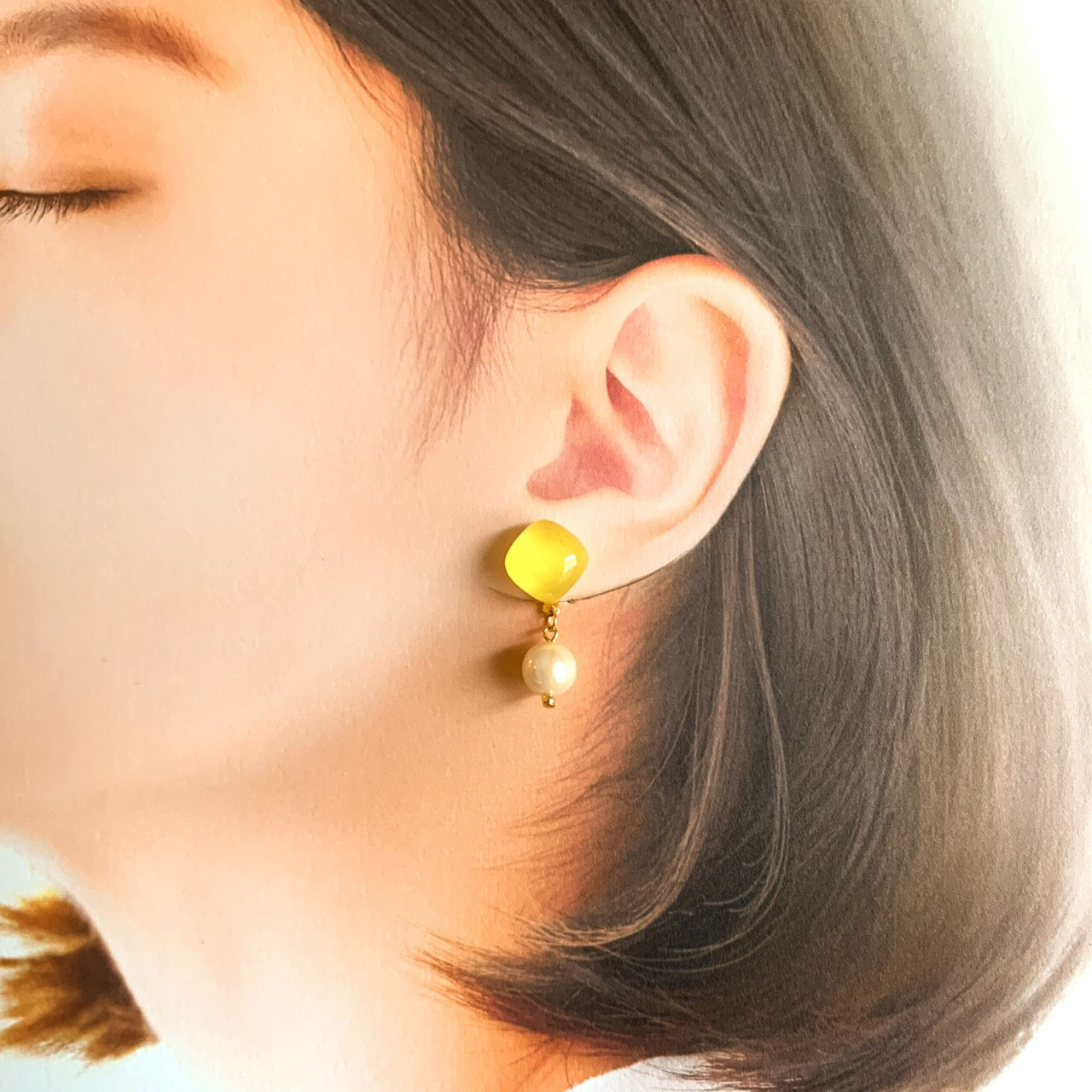 パールイヤリング（イエロー）